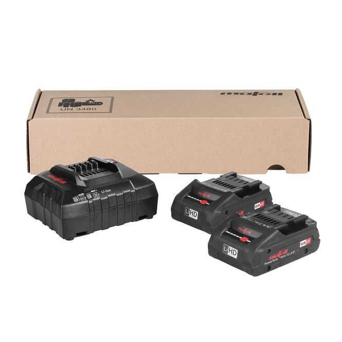 Hovedbilde MAFELL Power-Set 1 – 2×18V 4,0Ah LiHD Batterier + APS M Lader – 209596