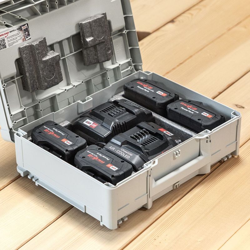 MAFELL Power-Set 5 – 4 × 18 V / 5,5 Ah LiHD-batterier + 2 ladere – MAX3-kasse
