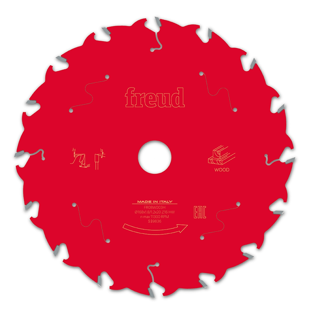 168x20 | Z16 | Tannbredde 1,8 mm | Tre | Freud sagblad | Passer også  Festool | Bordsag