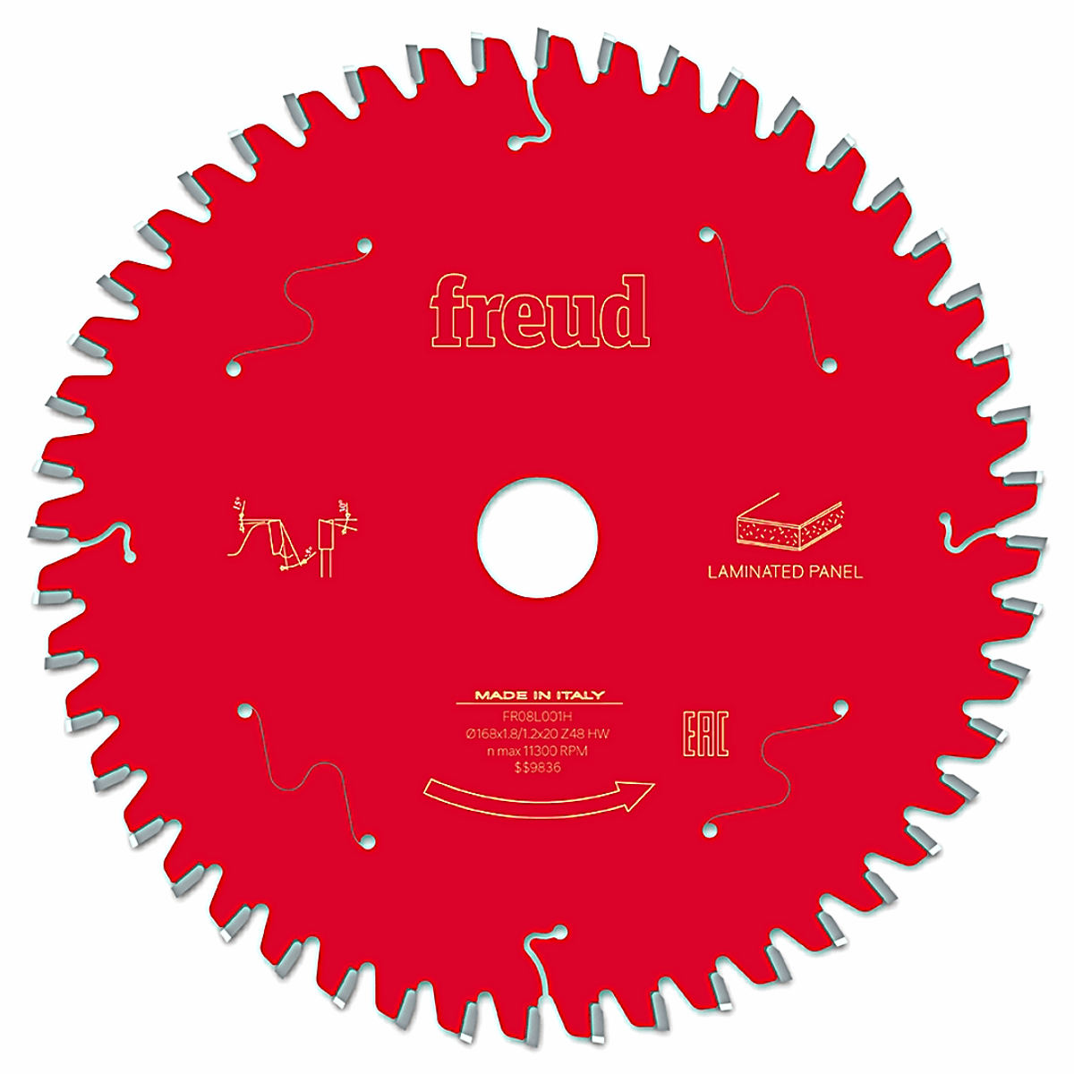 168x20 | Z48 | Tannbredde 1,8 mm | Laminat | Freud sagblad | Passer også Festool | Bordsag