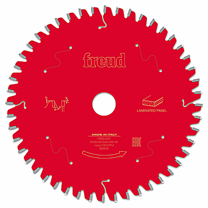 Hovedbilde 168x20 | Z48 | Tannbredde 1,8 mm | Laminat | Freud sagblad | Passer også Festool | Bordsag